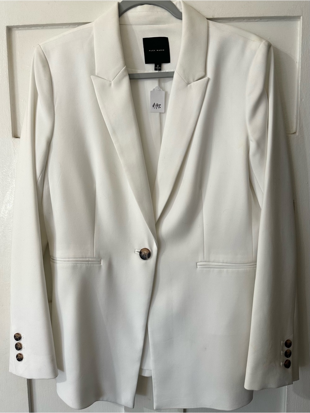 Alex Marie White Single-Button Tailored Blazer